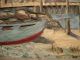 Primitive Hand Chiseled Painted Folk Art Harbor Seaside Maritime Scene Painting Primitives photo 4