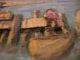 Primitive Hand Chiseled Painted Folk Art Harbor Seaside Maritime Scene Painting Primitives photo 7