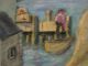 Primitive Hand Chiseled Painted Folk Art Harbor Seaside Maritime Scene Painting Primitives photo 8