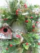 Country Christmas,  Winter Holiday Rustic Door Wreath Arrangement Primitives photo 2