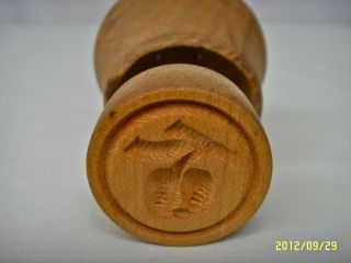 Vtg Wooden Butter Stamp Press Mold Apple Pattern photo