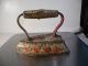 Antique Primitive Folk Art Hand Painted Five Pound Sad Iron Stamped With A Star Primitives photo 2