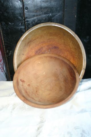 2 Old Primitive Small Wooden Dough Bowls 1 Munising photo