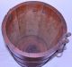 Antique Wooden Bucket Wrought Forged Rings Dovetailed Wooden Slats Primitives photo 5