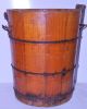 Antique Wooden Bucket Wrought Forged Rings Dovetailed Wooden Slats Primitives photo 6