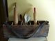 Antique Early Primitive Wooden Tote Box Carrier Tool Divided Country Display Nr Primitives photo 1