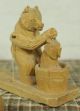 Primitive Antique Carved Wood Folk Art Motion Toy Mama Giving Baby Bear A Bath Primitives photo 2