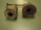 2 Vintage Antique Cast Iron Pea Weights W/forged Hooks For Cotton Scales 4lb 8lb Primitives photo 2
