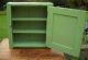 Primitive Old Wood Cubby Wall Medicine Cabinet Shelf Old Green Paint Primitives photo 1