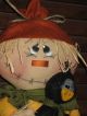 Primitive Hc Fall Hanging Harvest Halloween Scarecrow Doll W/ Crow Ornie Tuck Primitives photo 2