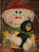 Primitive Hc Fall Hanging Harvest Halloween Scarecrow Doll W/ Crow Ornie Tuck Primitives photo 3