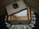 Primitive Wood Recipe Box W/ 20 Cards Tan & Black Crackle Star Farmhouse Decor Primitives photo 6