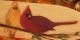 ~ Primitive ~ Hp Folk Art Pair Of Cardinals ~ Stretcher Primitives photo 1