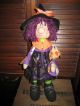 Primitive Hc Halloween Standing Witch Doll With Owl Ornie Tuck Shelf Sitter Primitives photo 1
