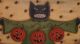 ~ Primitive ~ Hp Folk Art Black Cat With Pumpkin Garland ~ Door Panel Primitives photo 1