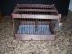 Antique Wooden & Wire Canary Cage With Glass Feeding Cups - 10 3/4 X 8 X 7 1/2 