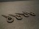 (4) 18th Early 19th C Century Antique Forged Iron Drawer Pulls Handle Loops Primitives photo 2