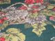 Antique Vintage Cotton Barkcloth Drapery Panel C1940 Forest Green Large Floral Primitives photo 4