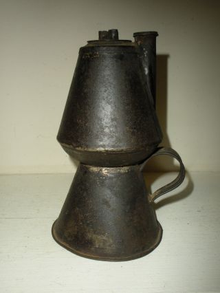 18th C Tin Petticoat Whale Oil Lamp photo