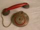 Antique Primitive Toy Telephone Very Old Vintage Metal Red Paint Early Metal Toy Primitives photo 2