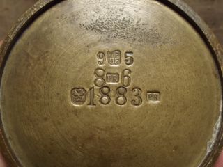Dated 1883 Antique Heavy Brass Weight Grane Scale Measuring Cup Bucket Europe photo