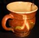 19th C Folk Pottery Redware Creamer / Pitcher W/ Polychrome Glaze - A Beauty Primitives photo 1