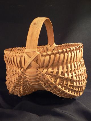 Vintage Primitive Handmade Wood Melon Fine Basket photo