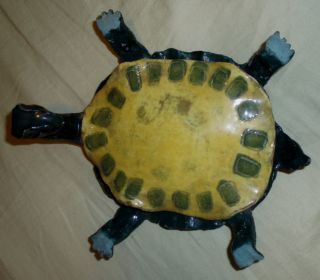 Vintage Pottery Turtle Folk Art,  Circa 1900,  Handmade,  One Of A Kind,  Whimsical photo