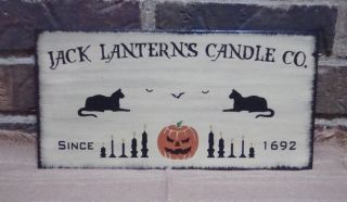 Primitive Style Halloween Wood Sign Jack Lantern ' S Candle Co.  Hp photo