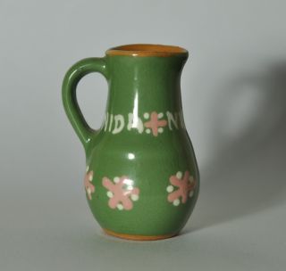 Small Primitive Redware Glazed Decorated Pitcher N4 photo