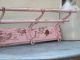 Antique Wall Mounted Hat Rack,  Oak And Cast Iron,  But Now Painted Pink Primitives photo 4