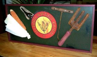 Primitive Hybrid Sweet Corn Tools Sign ~ Fork Shucker Hook Awesome photo