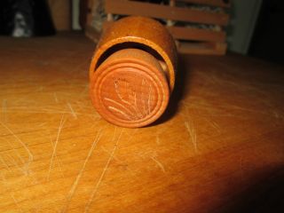 Primitive Pantry Cupboard Wood Small Butter Stamp Press Mold Wheat Design photo
