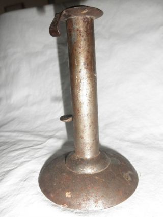 Antique 19th Century Iron Hog Scraper Push - Up Candle Stick Holder photo