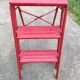 Vintage 1950`s Folding Metal 3 Step Ladder Stool - Red Primitives photo 4