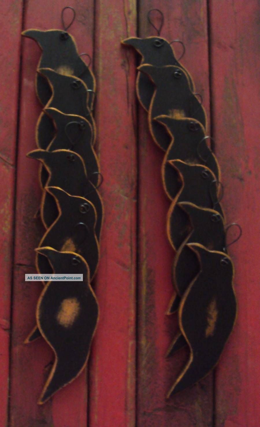 Primitive Wood Fall Harvest Crow Onaments (12) Primitives photo