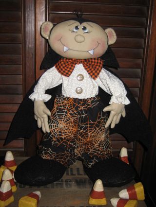 Primitive Hc Halloween Standing Dracula Doll Ornie Tuck Shelf Sitter photo