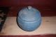 Antique Primitive Early Blue Painted Wooden Spice Jar Bowl With Lid Primitives photo 1