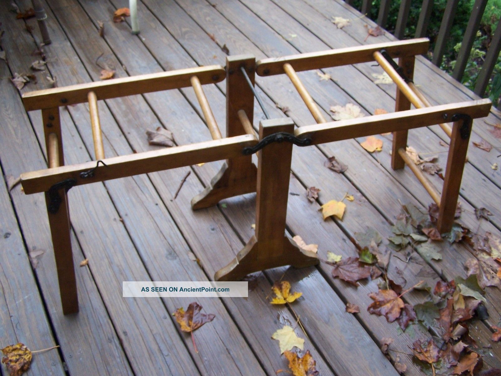 Antique Double Wash Tub Stand Industrial Machine Age Cast Iron Urban Table Base Primitives photo