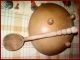 Old Wood Footed Pantry Bowl Antique & Thick Chunky Wood Spoon Primitive Country Primitives photo 1