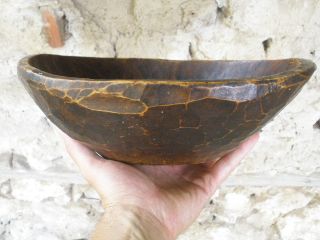 Find - An Old House Very Old Wooden Bowl - Hand Carved - Patina. photo