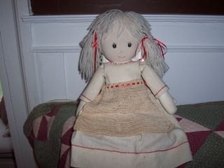 Primitive Cloth Doll,  Everything Handmade And Hand Stitched. photo