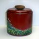 Vtg Red Aluminum Canister Container Hp Rooster Handpainted Wildflowers Primitives photo 1