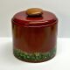 Vtg Red Aluminum Canister Container Hp Rooster Handpainted Wildflowers Primitives photo 2