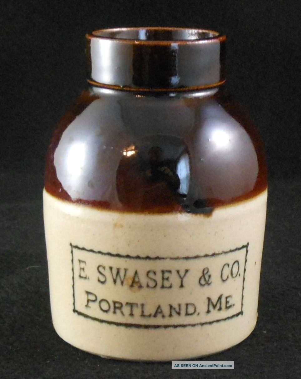 Great Antique Stoneware Oyster Jar 