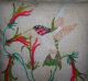 Primitive Crewel Embroidery Repurposed Vintage Stitchery Hummingbird Flower Vine Primitives photo 1