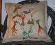 Primitive Crewel Embroidery Repurposed Vintage Stitchery Hummingbird Flower Vine Primitives photo 2