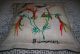 Primitive Crewel Embroidery Repurposed Vintage Stitchery Hummingbird Flower Vine Primitives photo 4