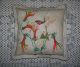 Primitive Crewel Embroidery Repurposed Vintage Stitchery Hummingbird Flower Vine Primitives photo 5