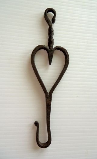 Primitive Vintage Hand Forged Iron Heart Hook photo